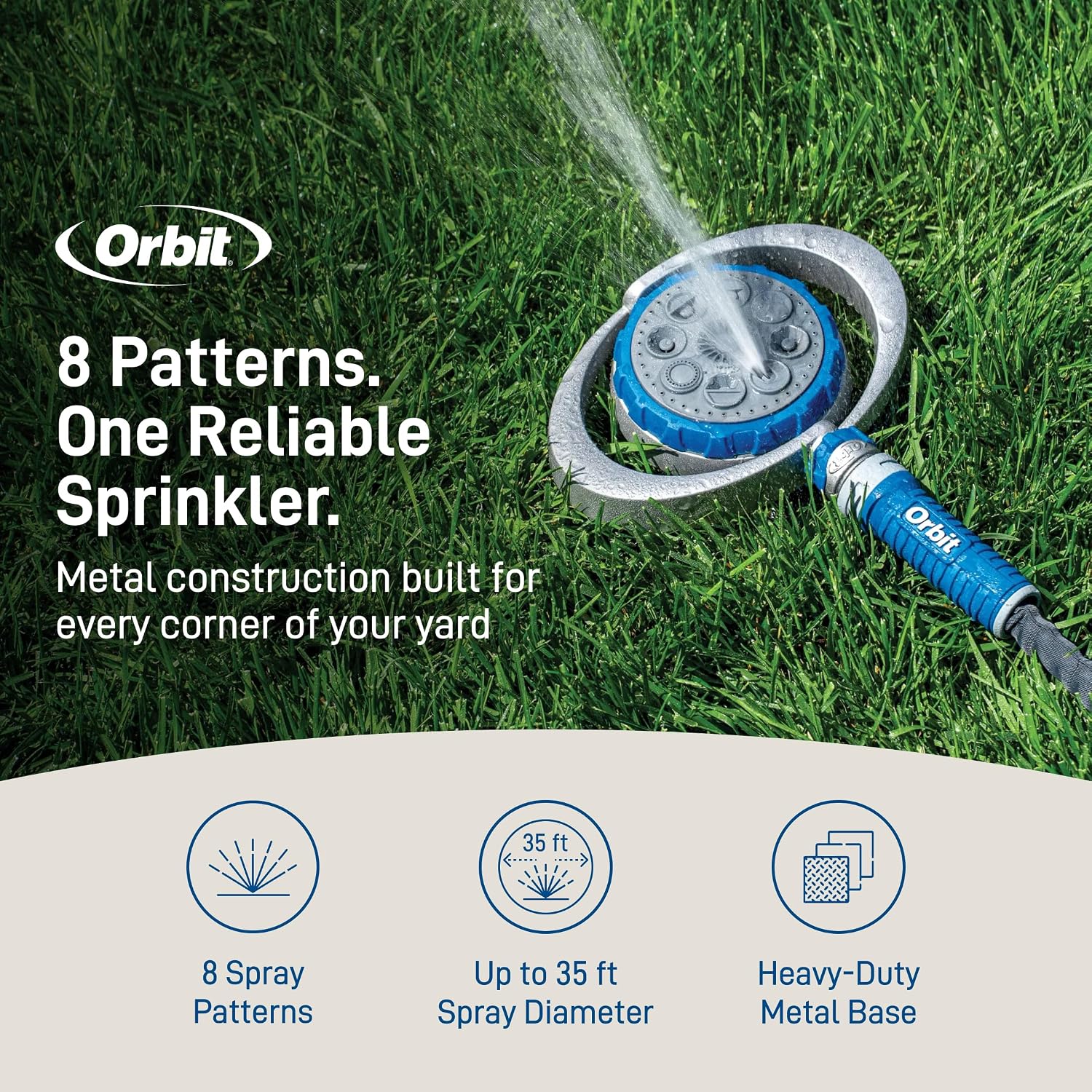 Orbit Elevated Metal 8-Pattern Turret Sprinkler, 28252