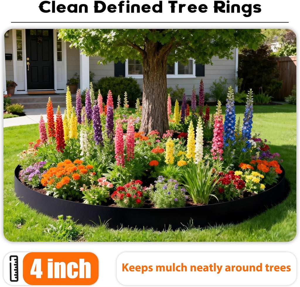 4 inch Tall Landscape Edging Kit 80FT Garden Edging with 150 Spikes for Lawn Edging and Flower Beds (Black, 80FT)