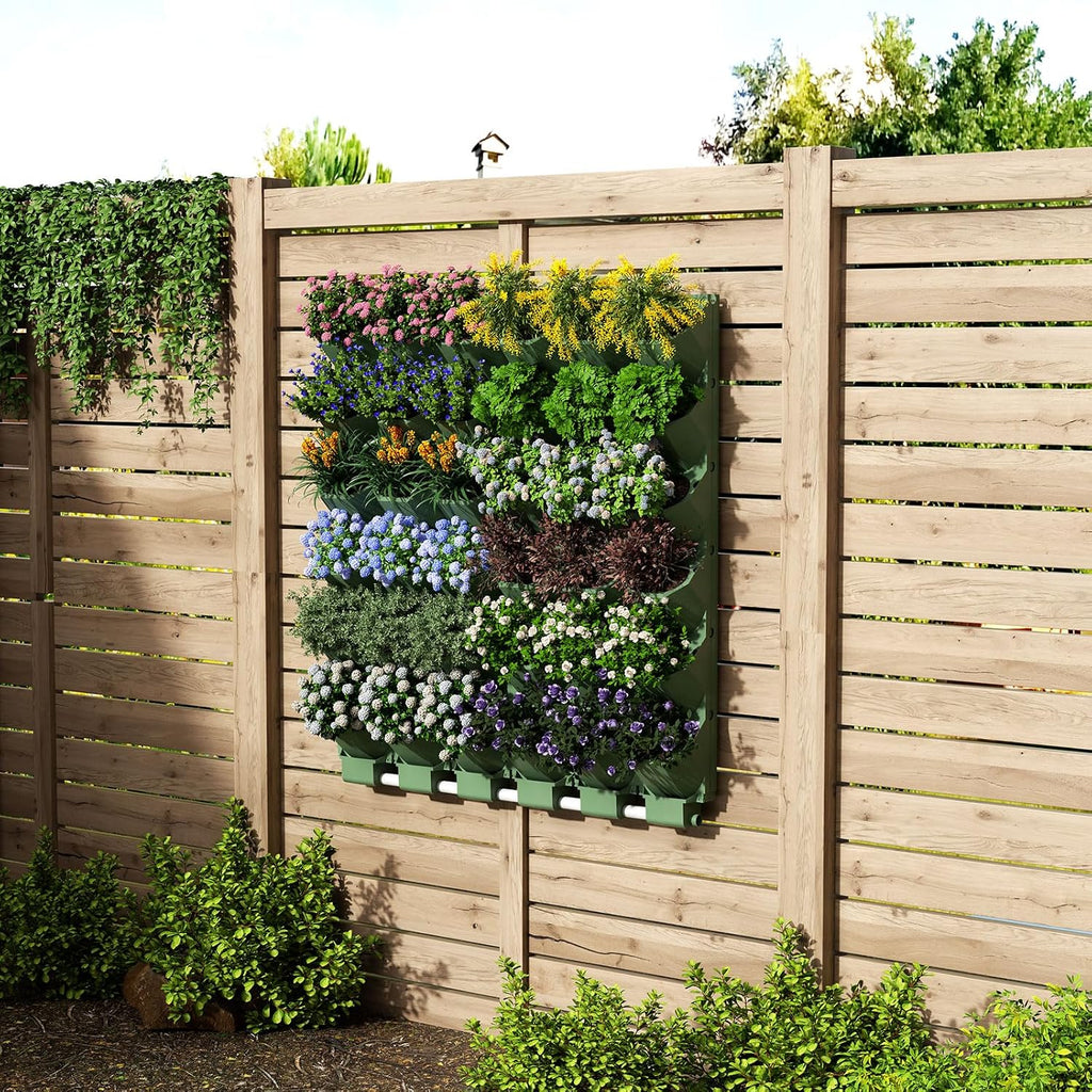 36 Pockets Self Watering Wall Mounted Vertical Planter, Wall Planter Indoor Vertical Living Green Plant Wall Easy