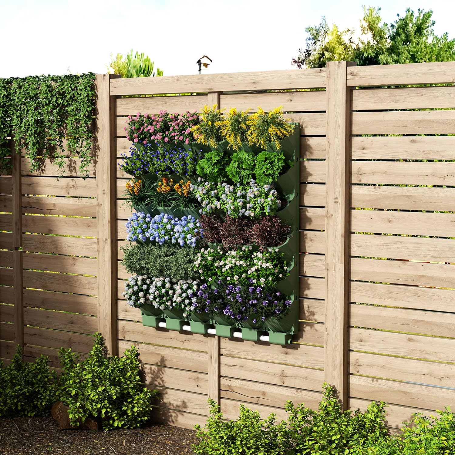 36 Pockets Self Watering Wall Mounted Vertical Planter, Wall Planter Indoor Vertical Living Green Plant Wall Easy