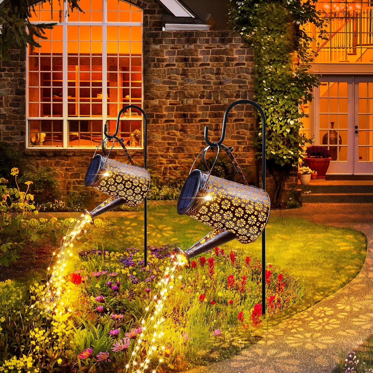 Solar Watering Can with Lights,Solar Outdoor Garden Decor Waterproof Large Hanging Lantern Landscape Lights Outside