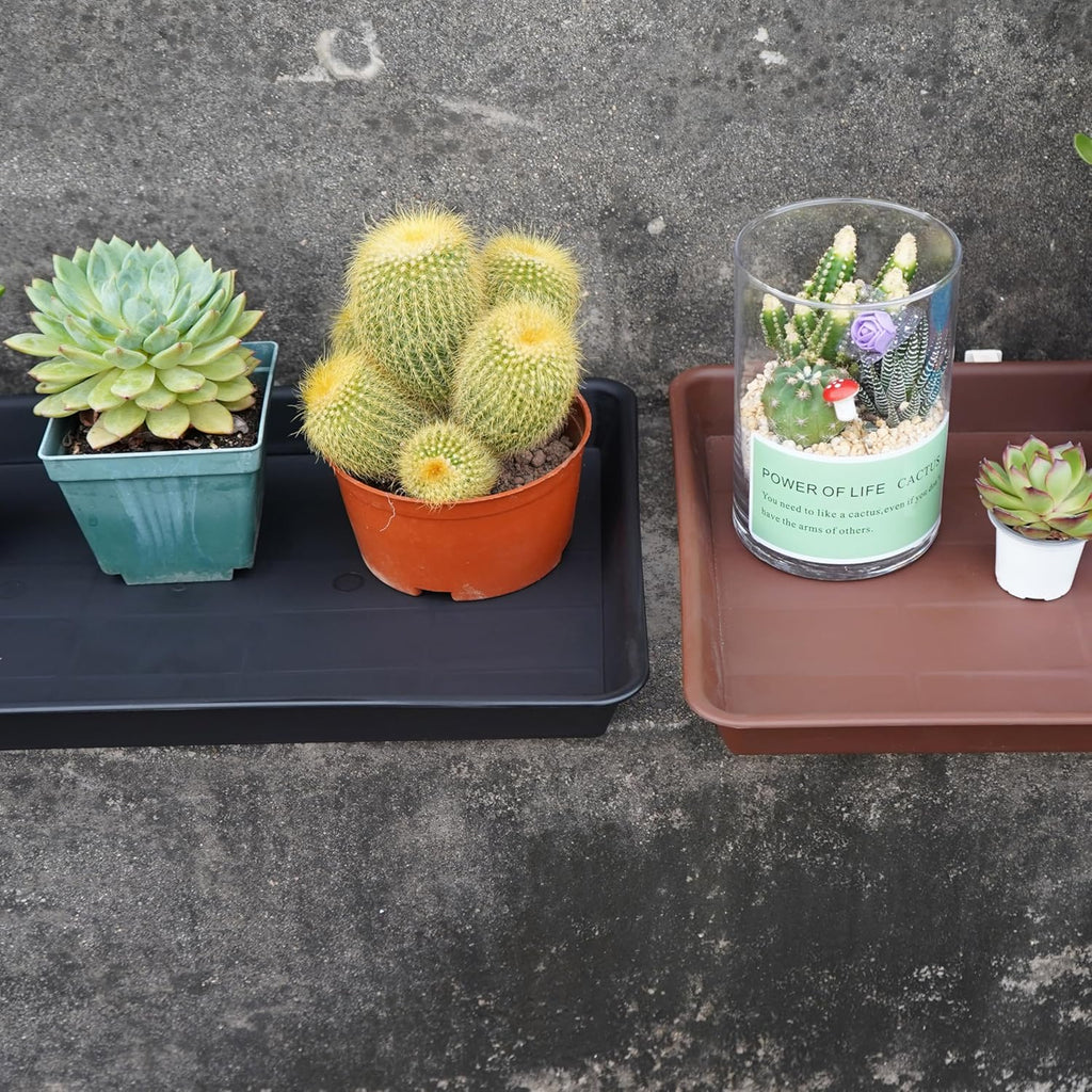 VUWEZ 2 Pack Plant Saucer Tray Rectangular, Plant Growing Nursery Trays, Heavy Sturdy Seed Starting Trays, Plants