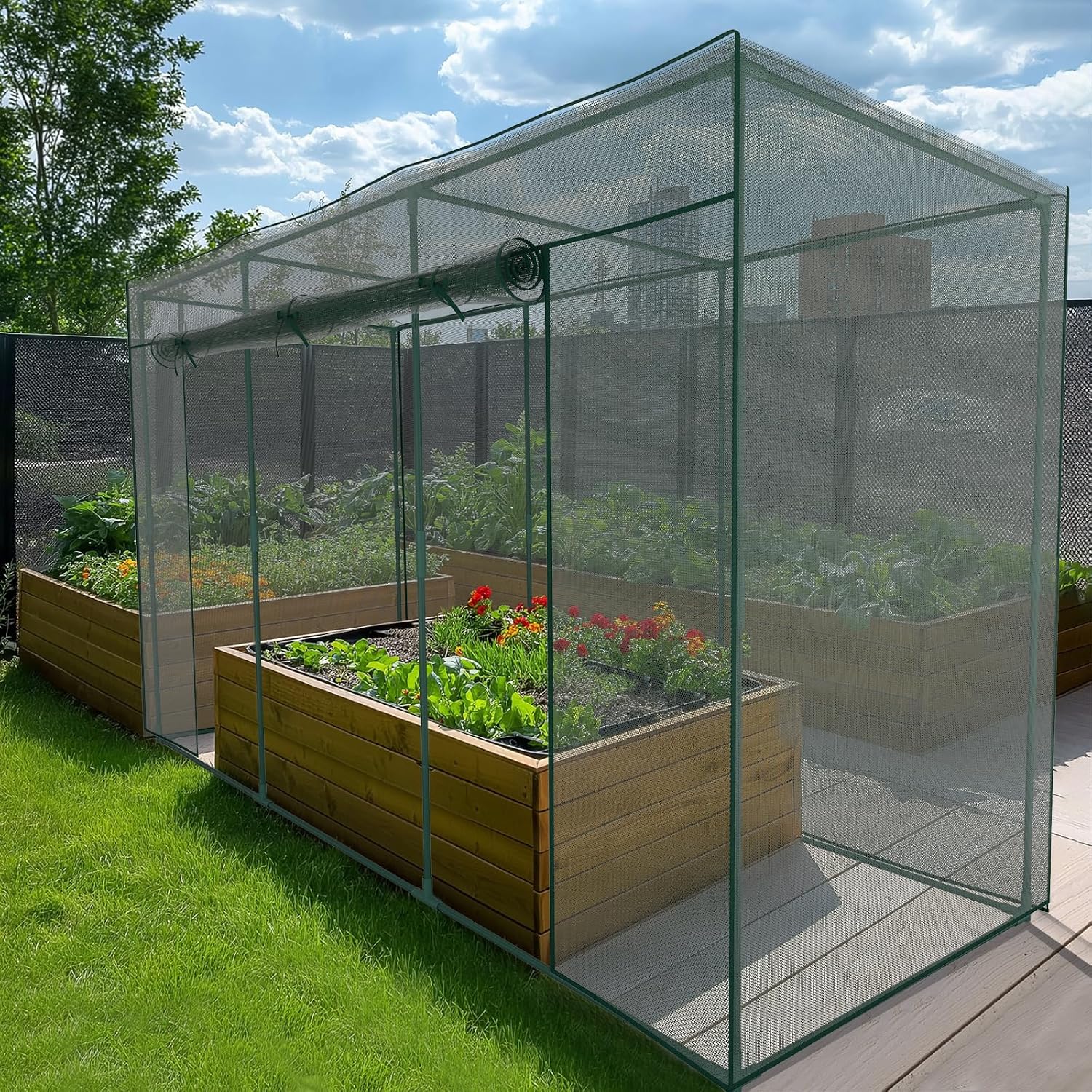 SUNYRISY Garden Plant Netting Crop Cage for Garden Raised Bed | 11.8 x 4 x 6 Ft Plant Cover Cage Protectors from Animal