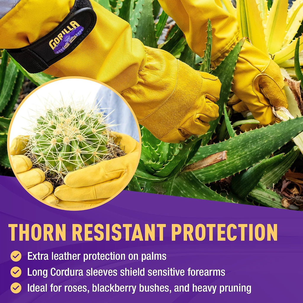 Gardening Gloves Lightweight Tough Heavy Duty Long Sleeve Leather Pruning Gloves with Adjustable Strap