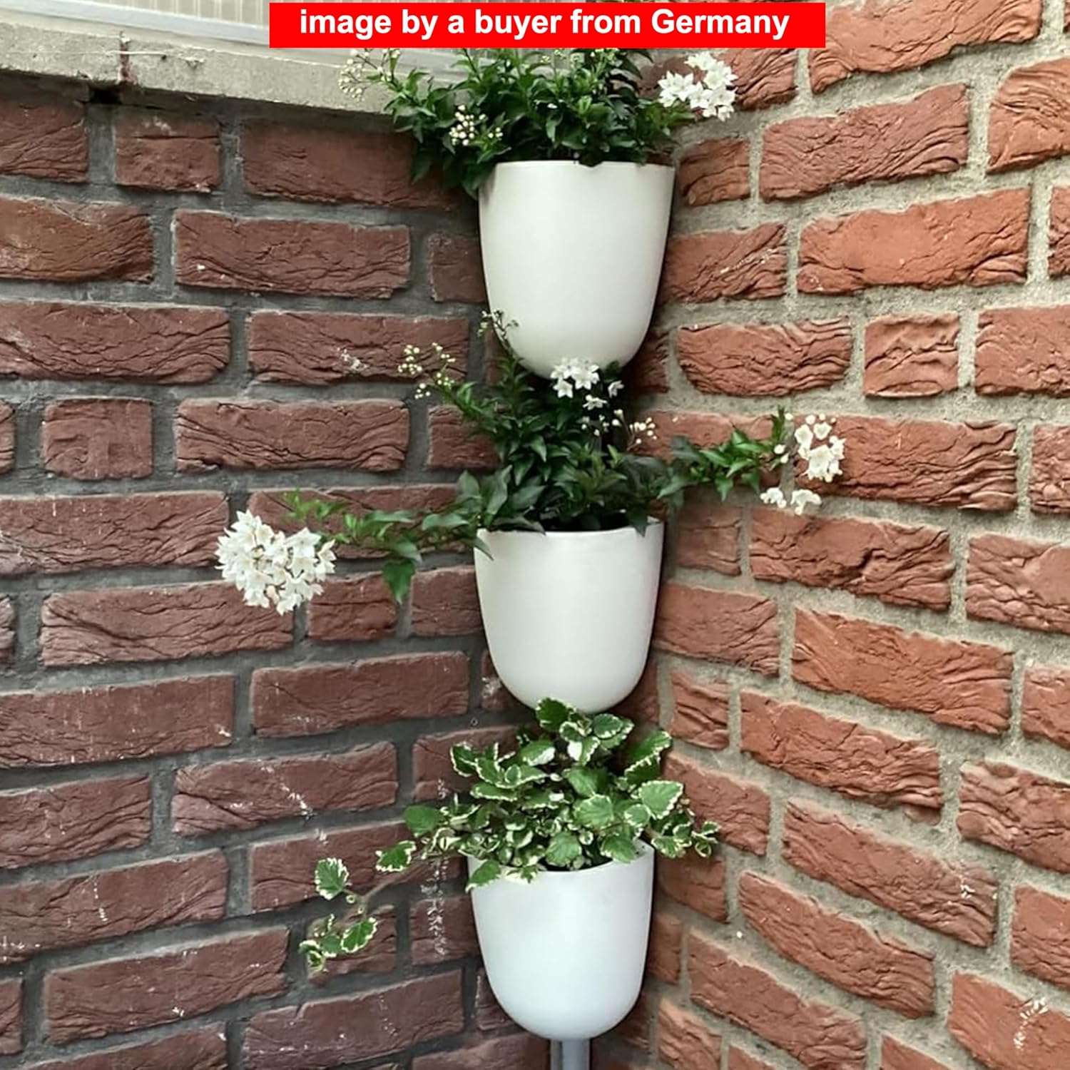 ORIMERC 4 Pack Corner Wall Mounted Hanging Planter Self Watering Triangle Plastic Flower Pot Decorative Modern Plant