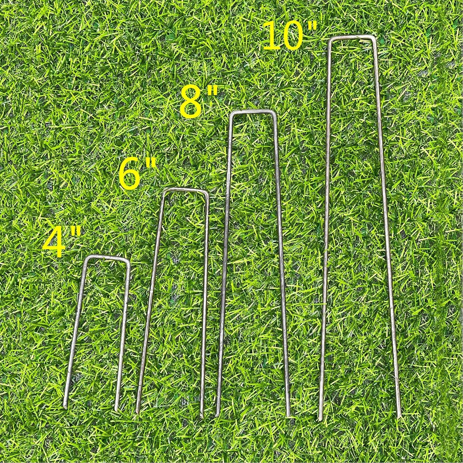 200 Pack 10x1 inch 11GA(0.12inch) Landscape Staples Garden Stakes Fence Netting Pins Ground Spikes Sod Cover Fabric