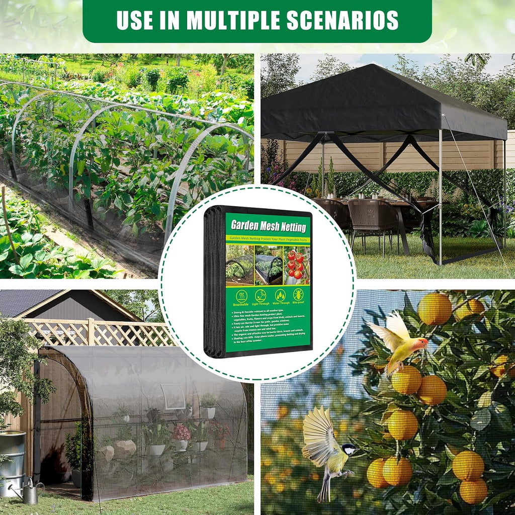 10 X 50 FT Black Thicker Garden Mesh Netting Pest Barrier for Raised Beds | Fruit Tree Netting for Cicadas Bird Insect