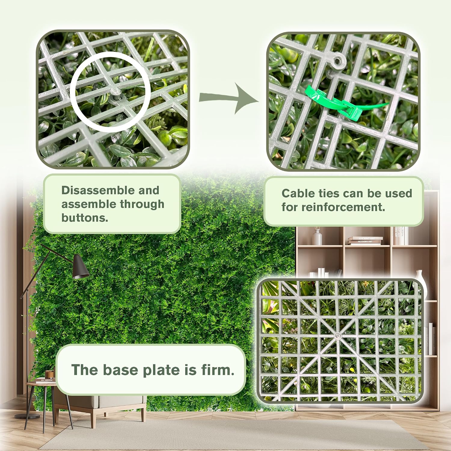 40"x120" (33.5 SQFT) Greenery Faux Grass Wall Hedge Backdrop | UV Resistant Green Leaves Faux, Garden Indoor Outdoor