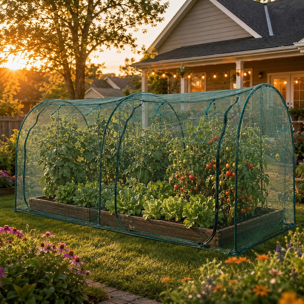 Large Tunnel 8.2'x4' Plant Netting Cover 4FT Tall Crop Cage Netting Pest Guard Cover for Vegetables Fruits Durable