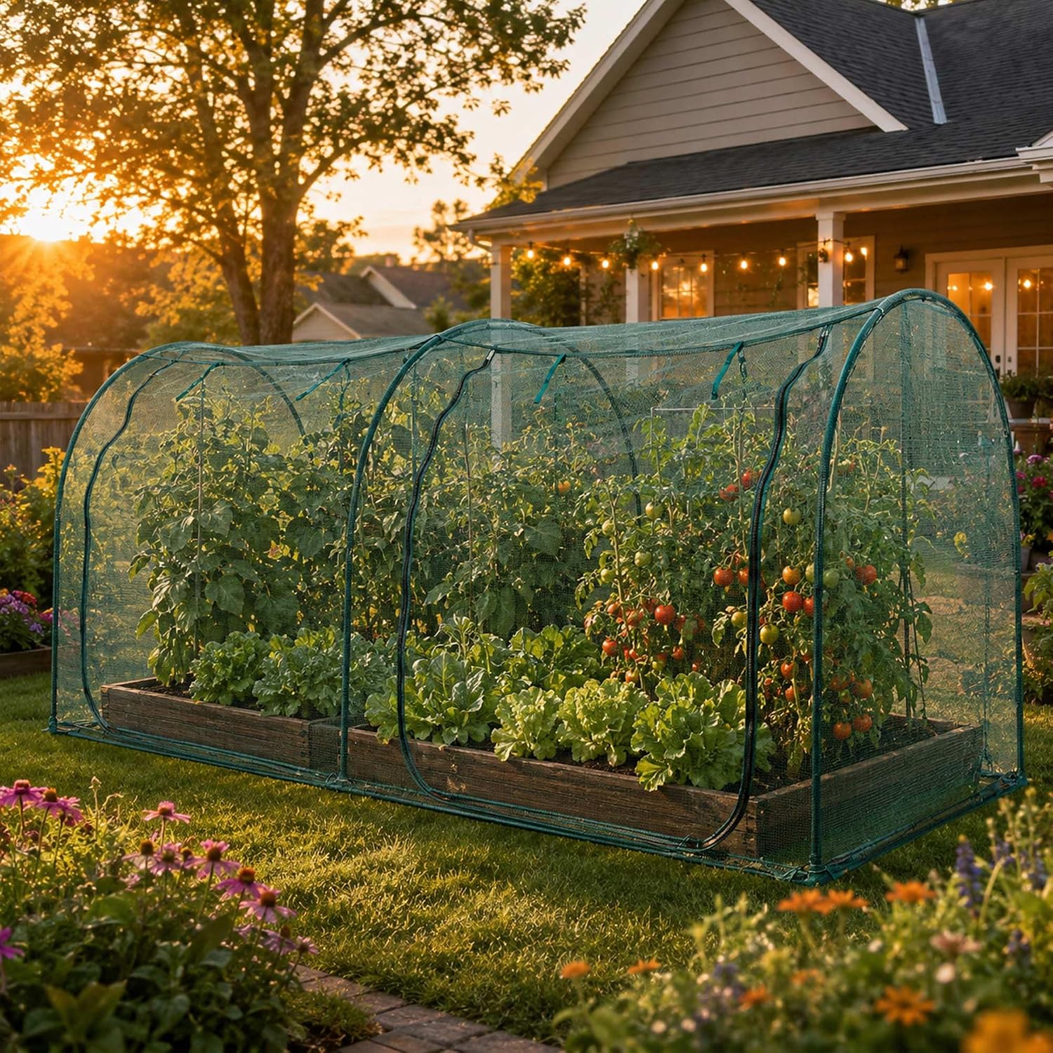 Large Tunnel 8.2'x4' Plant Netting Cover 4FT Tall Crop Cage Netting Pest Guard Cover for Vegetables Fruits Durable
