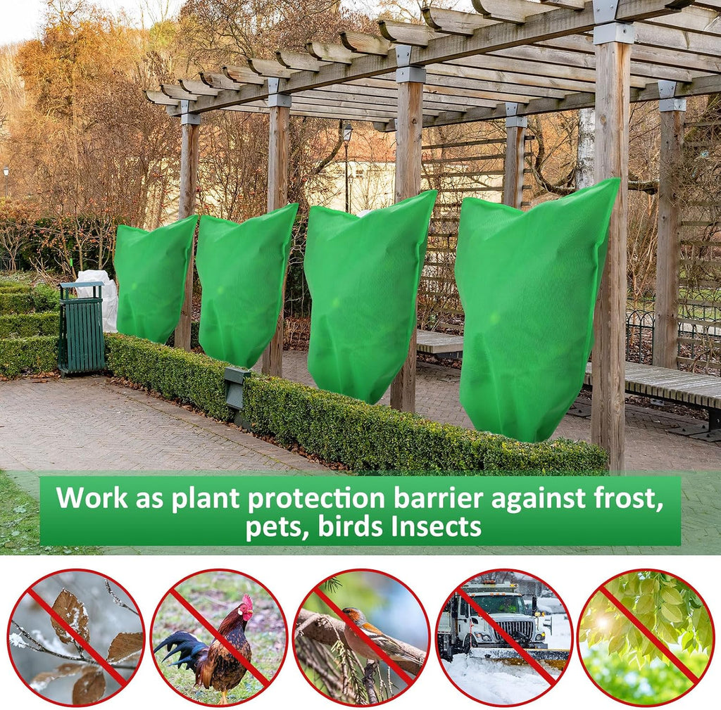 12 Packs Winter Plant Covers Freeze Protection Drawstring Tree Cover 23.62 x 31.5 in Large Reusable Frost Protection