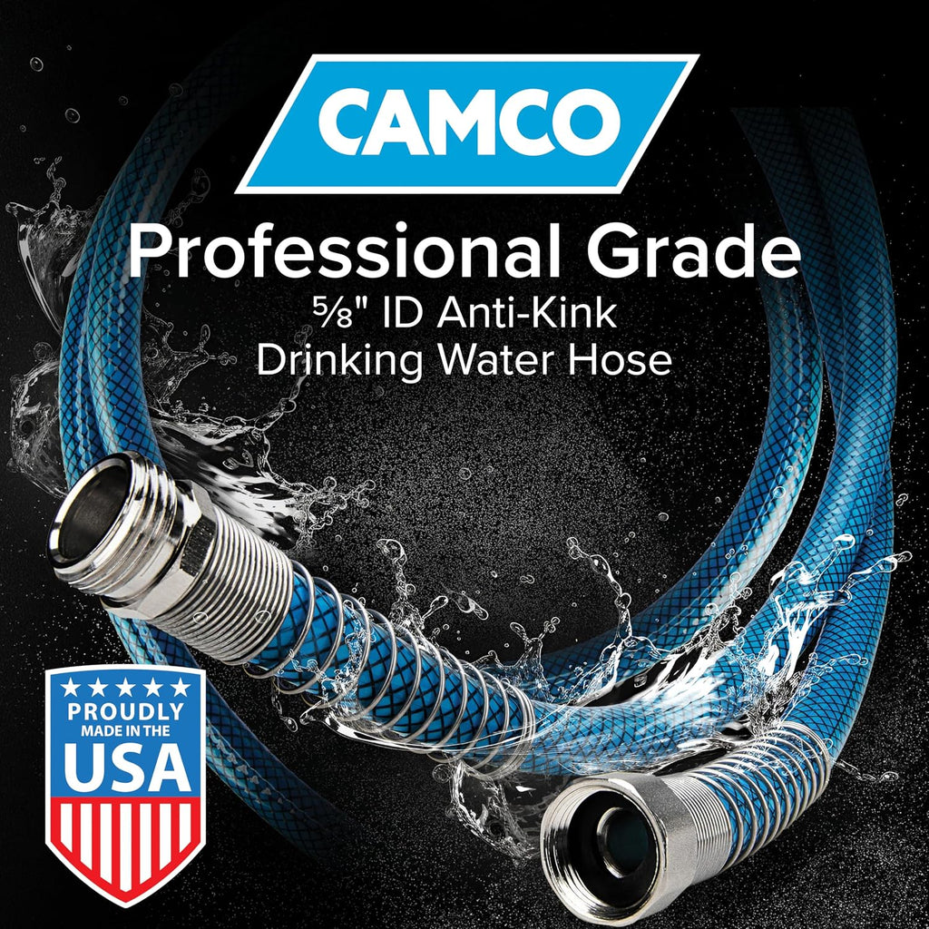 Camco TastePURE 50-Foot Premium Drinking Water Hose | Features a Heavy-Duty Reinforced PVC Construction, Machined