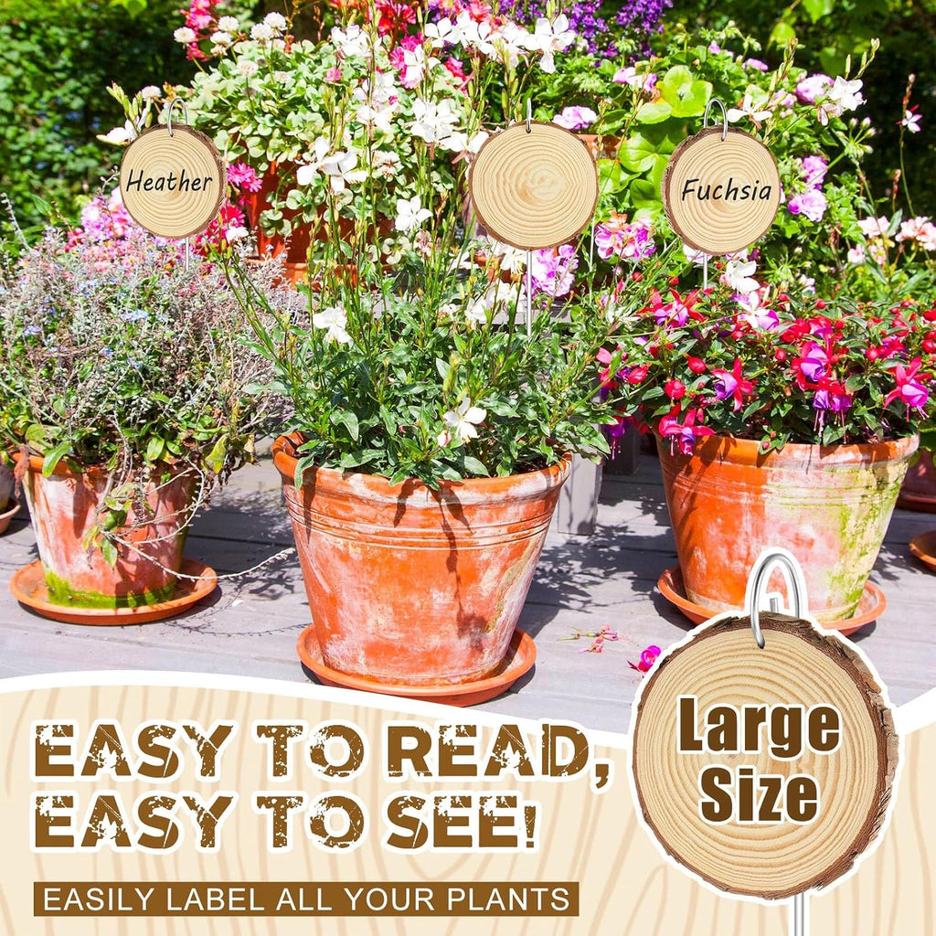 Hicarer 15 Set 4 Inch Large Wooden Plant Labels, 15 Pcs Garden Stakes(11.8 Inch Tall) &1 Marker Pen, Garden Markers
