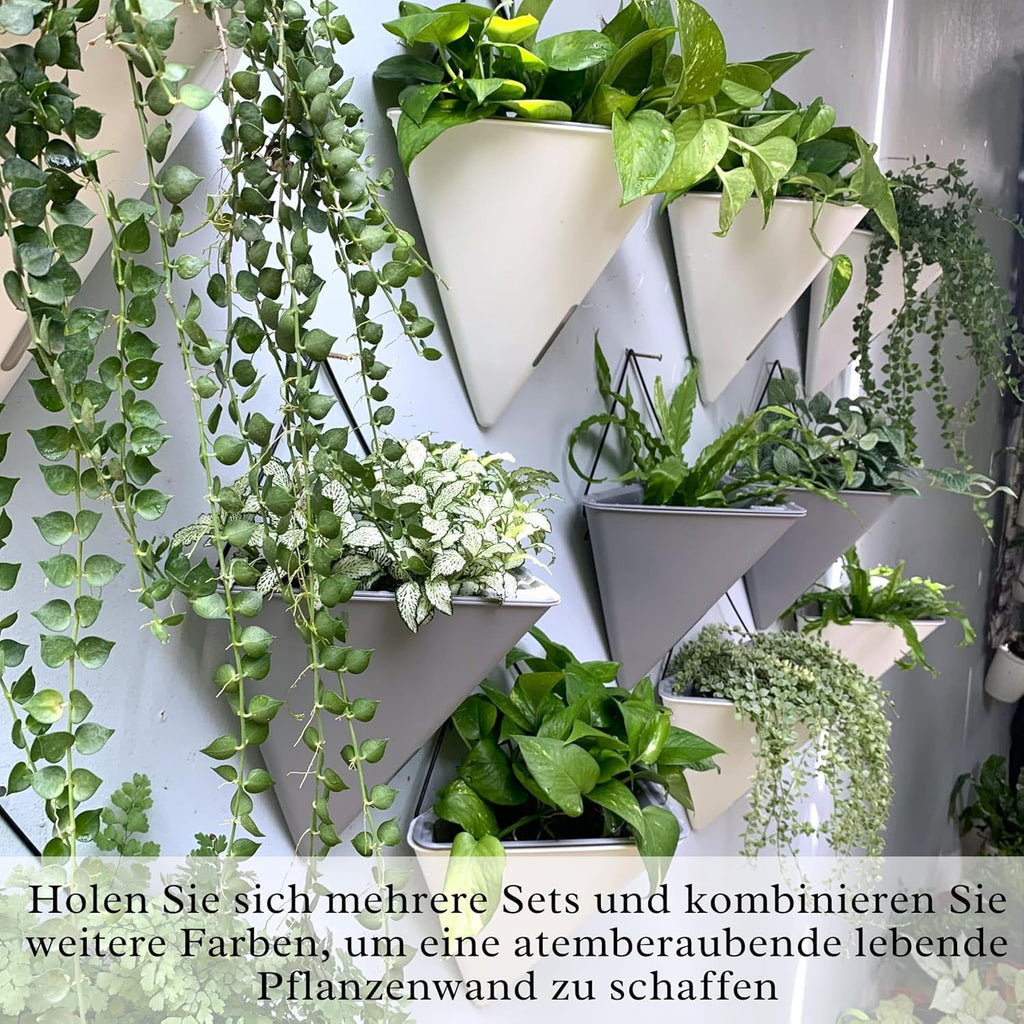 LaLaGreen Wall Planters for Indoor Plants (12in, 2 Pack) White Planter | Large Self Watering Geometric Hanging Flower