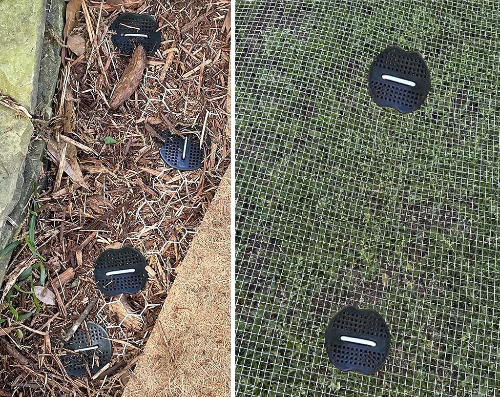4 Inch 100 PCS Galvanized Landscape Staples with 100 PCS Gaskets, Landscape Fabric Pins Stakes Lawn Ground Cover Graden