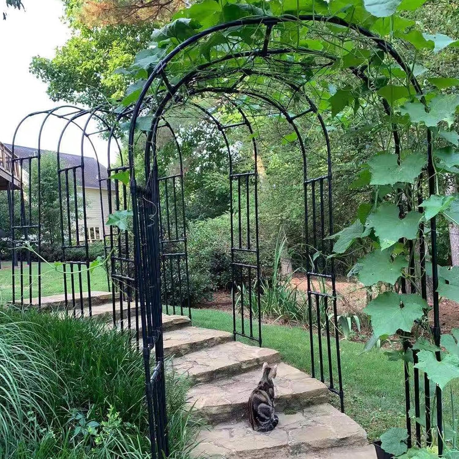 BUKLIYN Garden Arch Trellis - Garden Arch Size: 98.5in(L) * 94.5in(H) | Garden Trellis for Climbing Plants Outdoor