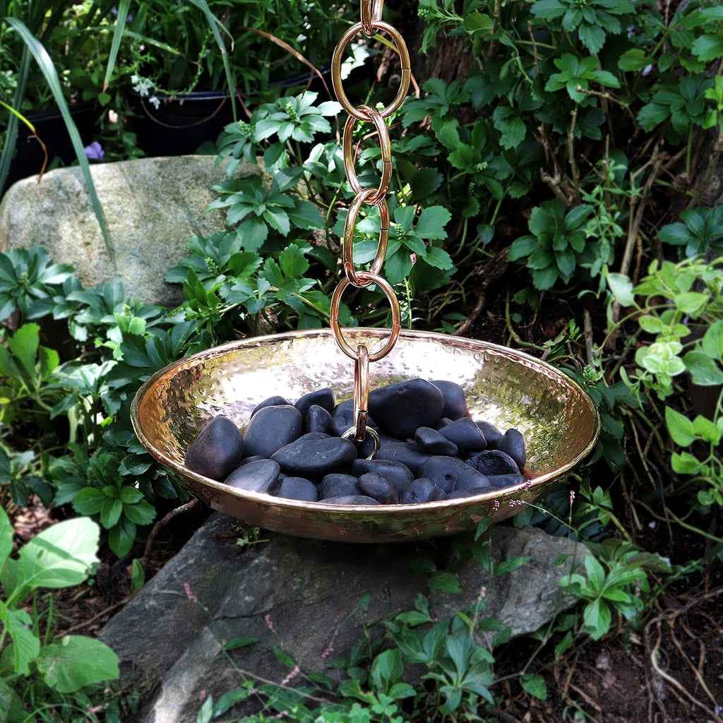 Good Directions 479P Rain Chain Basin Large 16-1/2 Inch Diameter, 4 Inches High, 100% Pure Copper