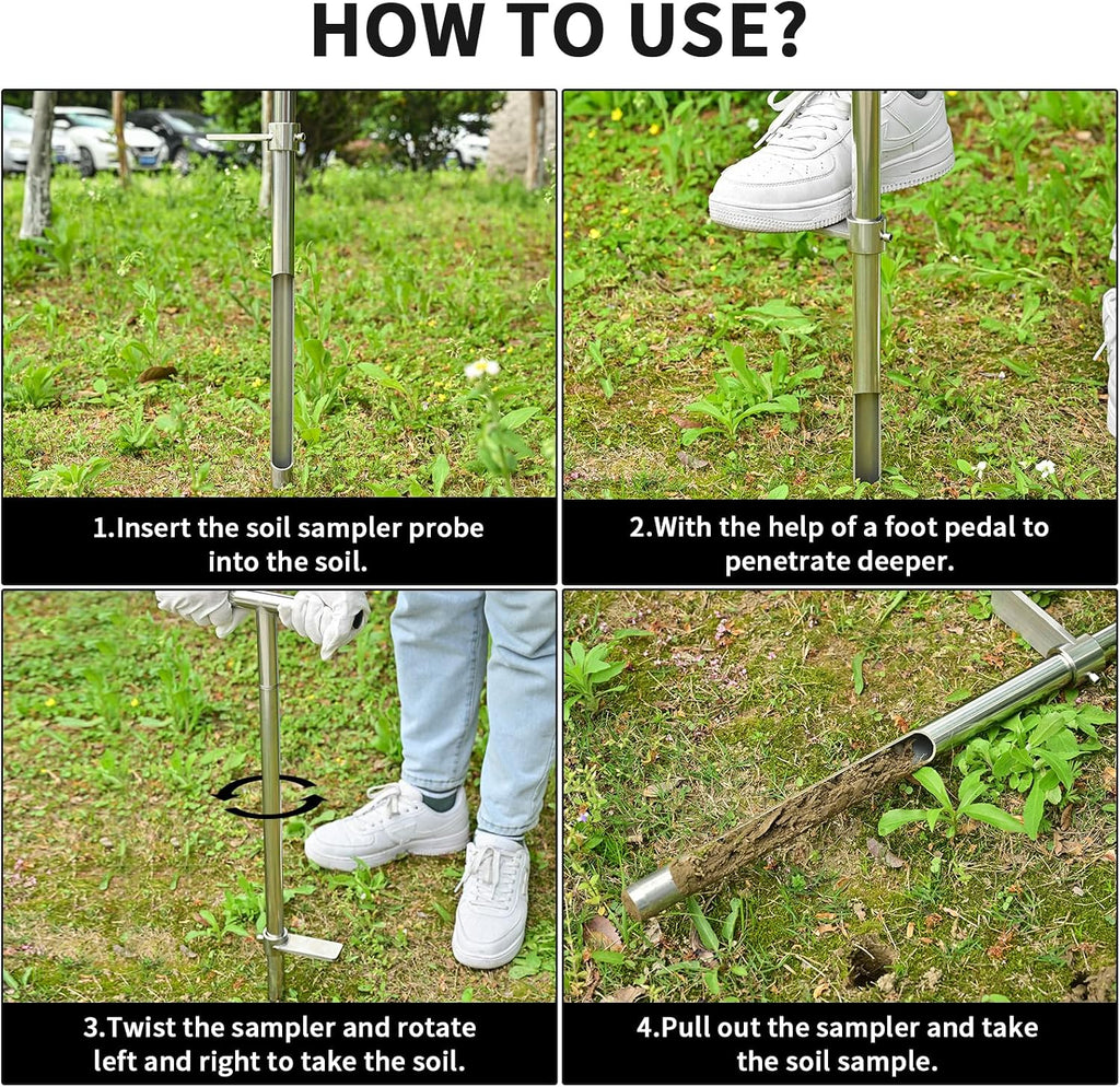 Soil Sample Probe, 36 Inch Soil Probe Rod, Ground Probe Rod, My Soil Test Kit, Stainless Steel Soil Sampler Tool for