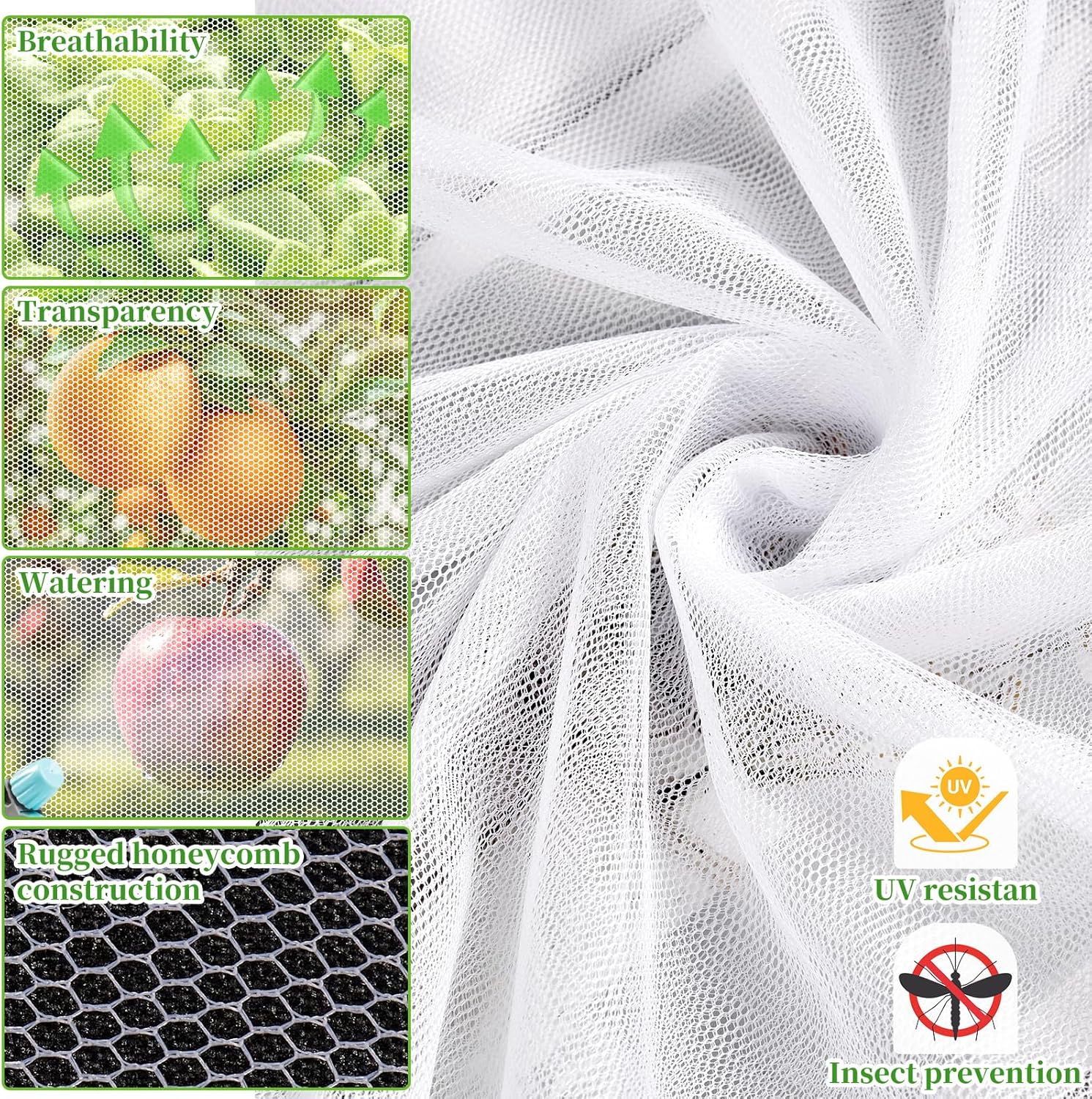 78 x 10 Ft Mosquito Netting for Garden Patio, White | Breathable Mesh Net for Vegetables, Fruits and Flowers, Used as a