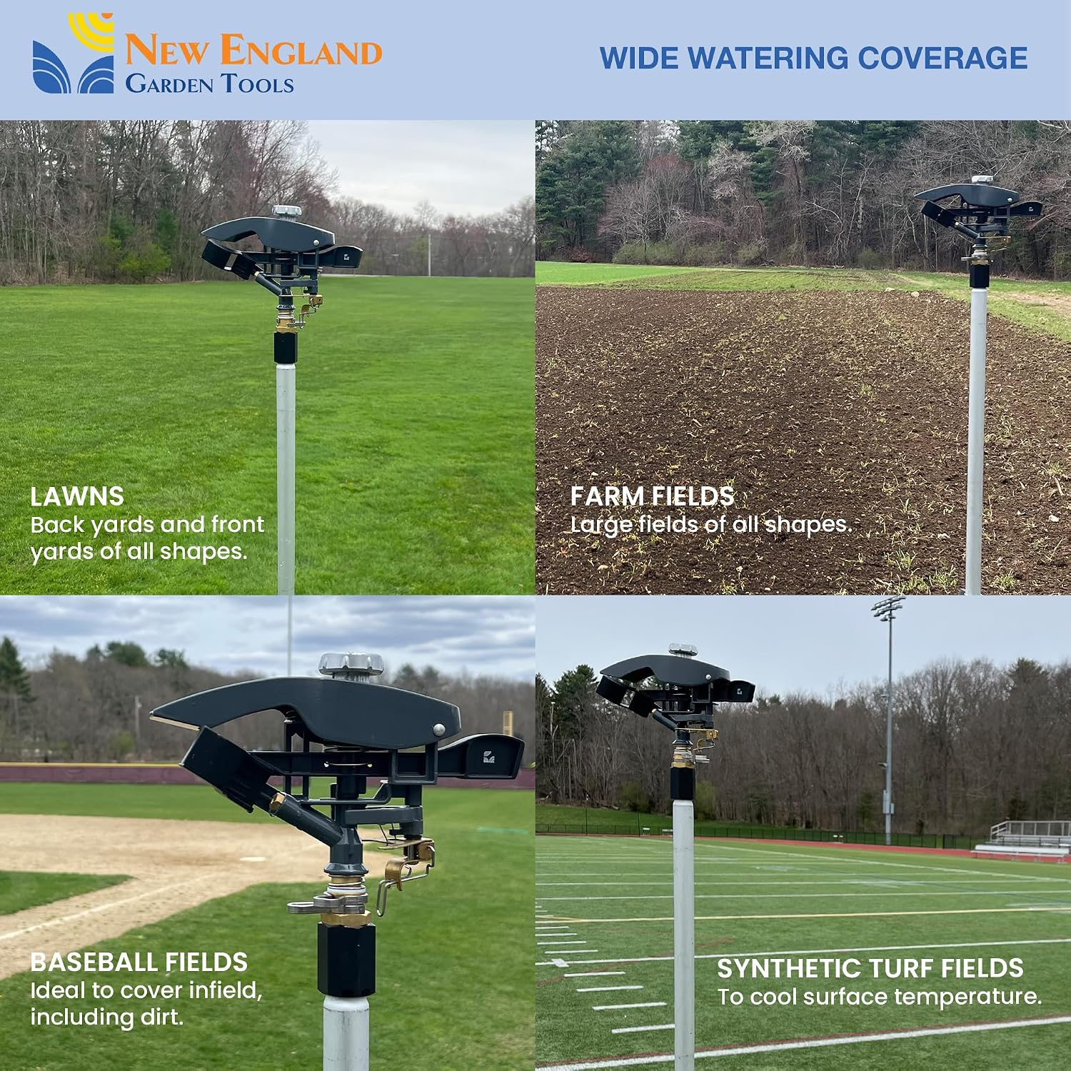 Heavy Duty Tripod Sprinkler 300003, Long Range Sprinkler with 100 FT Reach, 6 Feet Adjustable Tripod Height, 360° Range