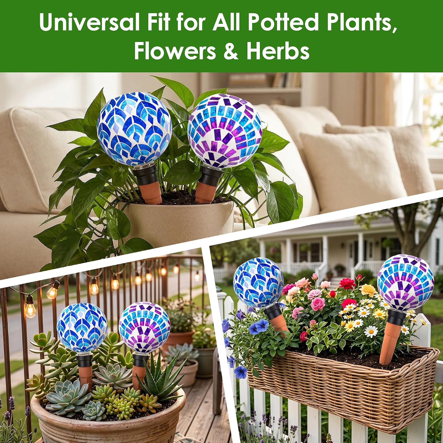 Plant Watering Globe Large Self Watering Globes 2 Pack | Indoor Outdoor Plants Self Watering Planter Insert Watering