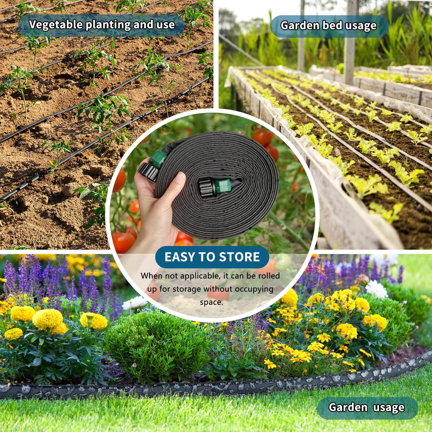 Flat Soaker Hoses for Garden 100 ft 2Pack, Cloth Soaker Hose 200 ft for Efficient & Effective Watering – Garden Soaking