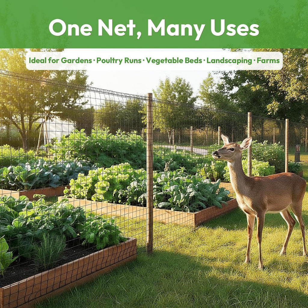 Deer Fence for Garden 4ftx50ft, Plastic Mesh Garden Fencing with Pre-Strung Reinforced Edge, Durable Temporary Fencing