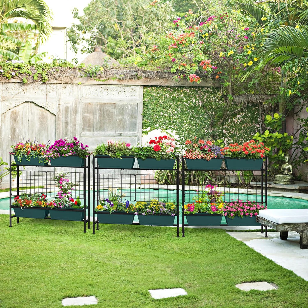 OYEAL Raised Garden Bed with Legs & & Trellis 32" Tall Vertical Herb Garden Planter Indoor Outdoor Elevated Flower Beds