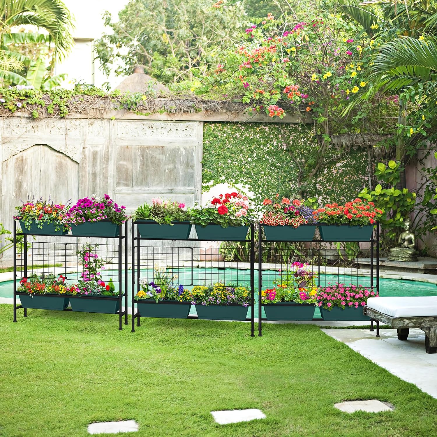 OYEAL Raised Garden Bed with Legs & & Trellis 32" Tall Vertical Herb Garden Planter Indoor Outdoor Elevated Flower Beds