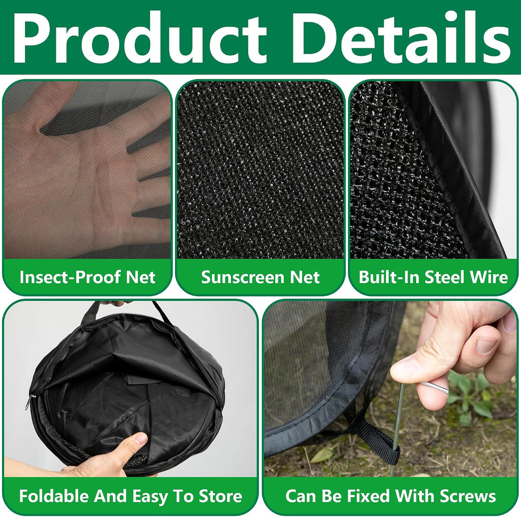 2Pcs Pop Up Garden Netting Bug and Shade Cover,Plant Sun Shade Netting Tent | 22"x22"x22" Insect Barrier Sun Protection