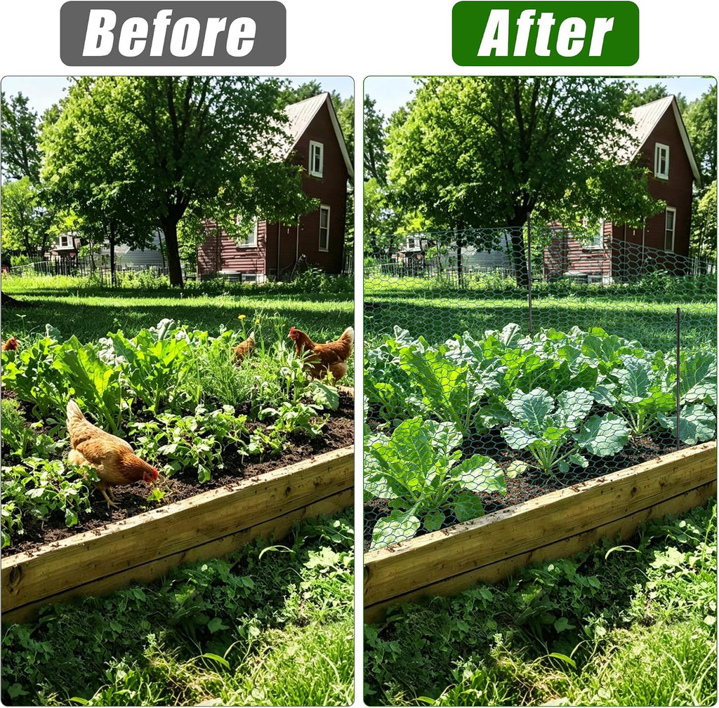 Plant Protectors from Animals for Raised Beds, Garden Chicken Wire Fencing | 4X2FT Garden Bed Fence with Metal Stakes