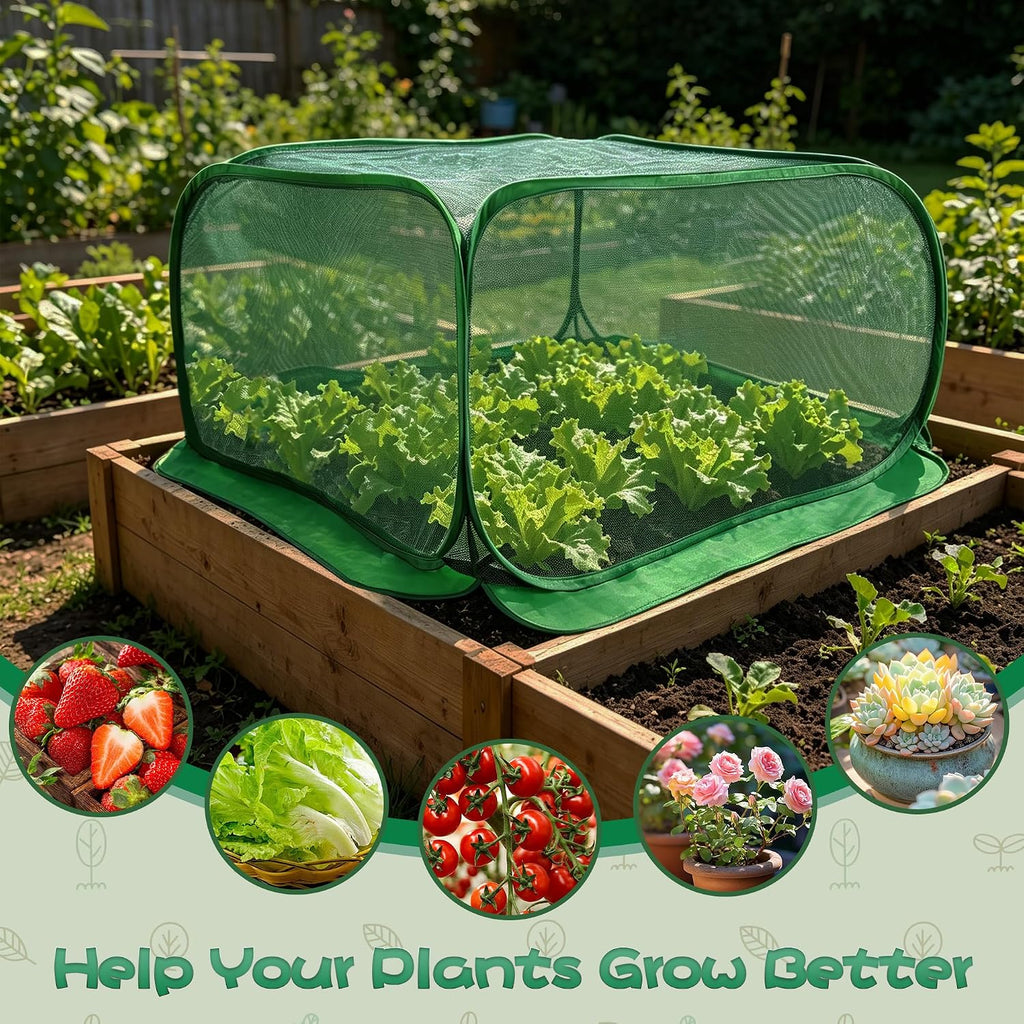 Pop Up Plant Netting Cover 40×40×20” Shade Mesh Cage Shade Top + Mesh Side | Shade Top + Mesh Side
