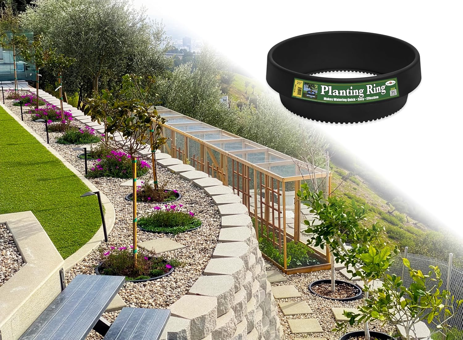 3-Pack 20-inch Rose & Shrub Planting Rings – Deep Watering Basin & Edging.