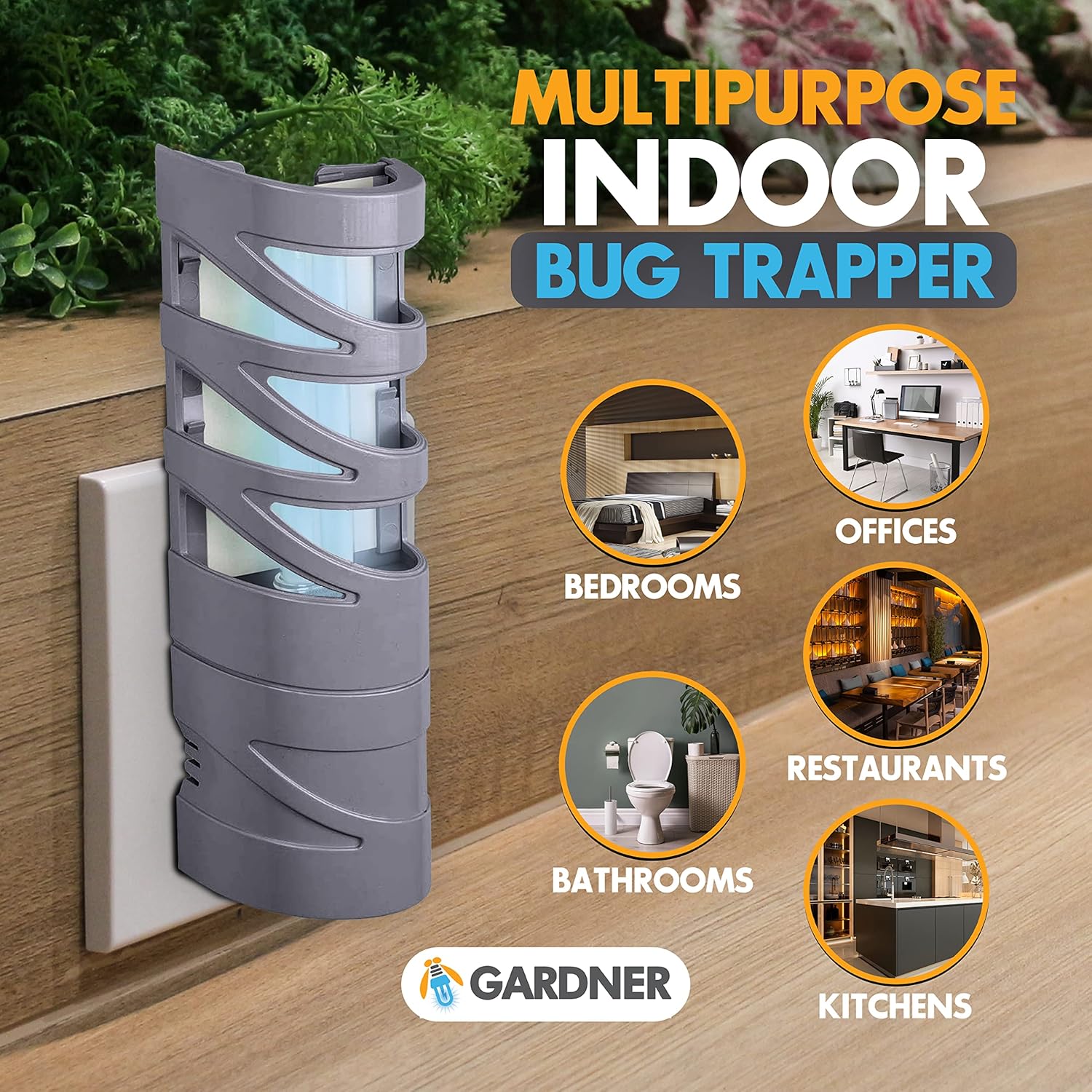 Gardner - Fly Trap Indoor for Home, Fruit Fly Trap for Indoors, Plug in Bug Catcher, Gnat Traps for House Indoor, Fruit