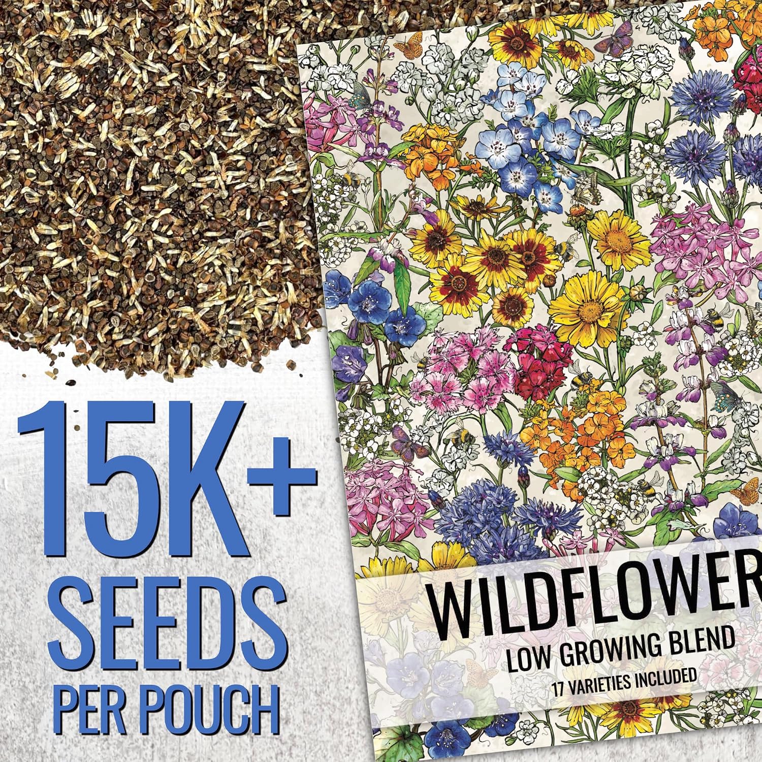 Seed Needs Low Growing Wildflower Seed Mix 5 Bulk Packs (1 Ounce Each)