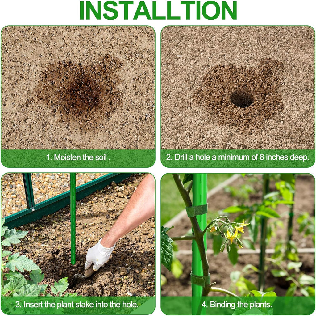 WAENLIR Garden Stakes 60 inch 5ft Sturdy Tomato Stakes, Plant Stakes for Outdoor Plants, Metal Plant Support Sticks for