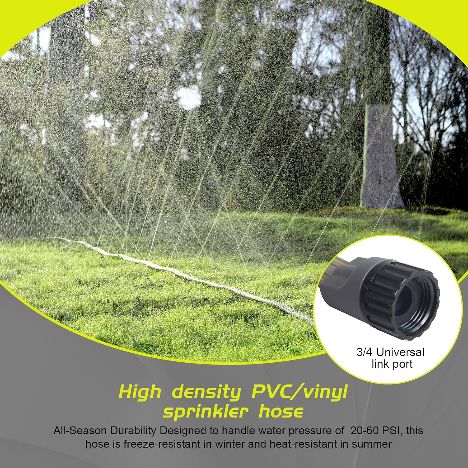Hopegiver Sprinkler Soaker Hose 50ft 3-Pack Yard Sprinkler Hose 150 ft for Lawn Water Saving with Stakes, Drip