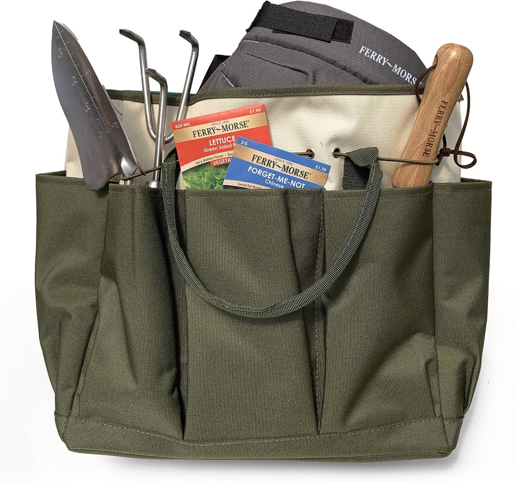 Ferry-Morse Garden Tool Bag KBAG-12-8 Pockets, Heavy Duty, Water Resistant, Tote Caddy