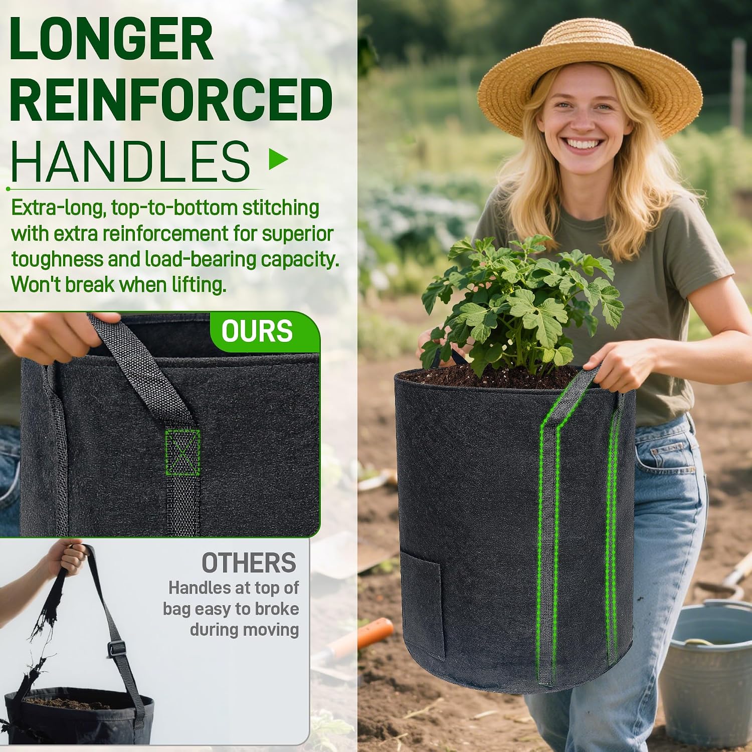 8 Pcs 15 Gallon Potato Grow Bags with Harvest & Visible Windows, Thickened Nonwoven Fabric Potato Planter,Potato