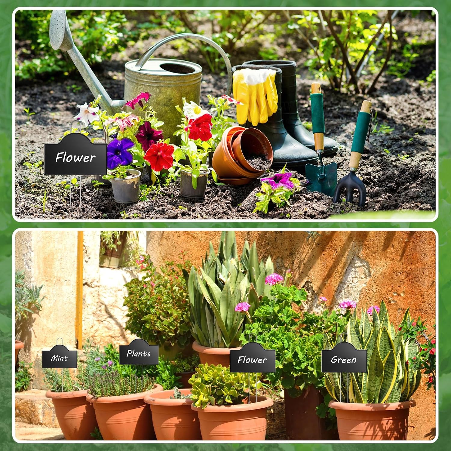 Landhoow 12 Pack Extra Large Metal Plant Labels 6" x 4" with 11'' Stake Stainless Steel Garden Markers Waterproof