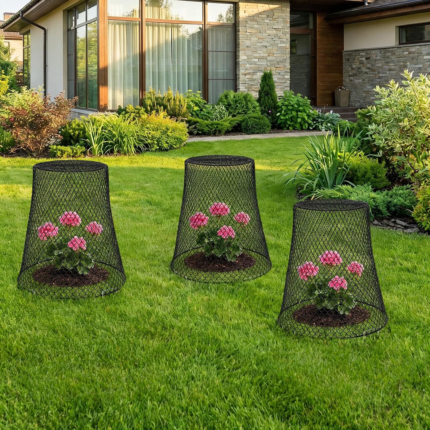 SOUJOY 15 Pcs 12 Inch Large Chicken Wire Cloche Plant Protector Cover, Heavy Duty Metal Garden Plant Protector from