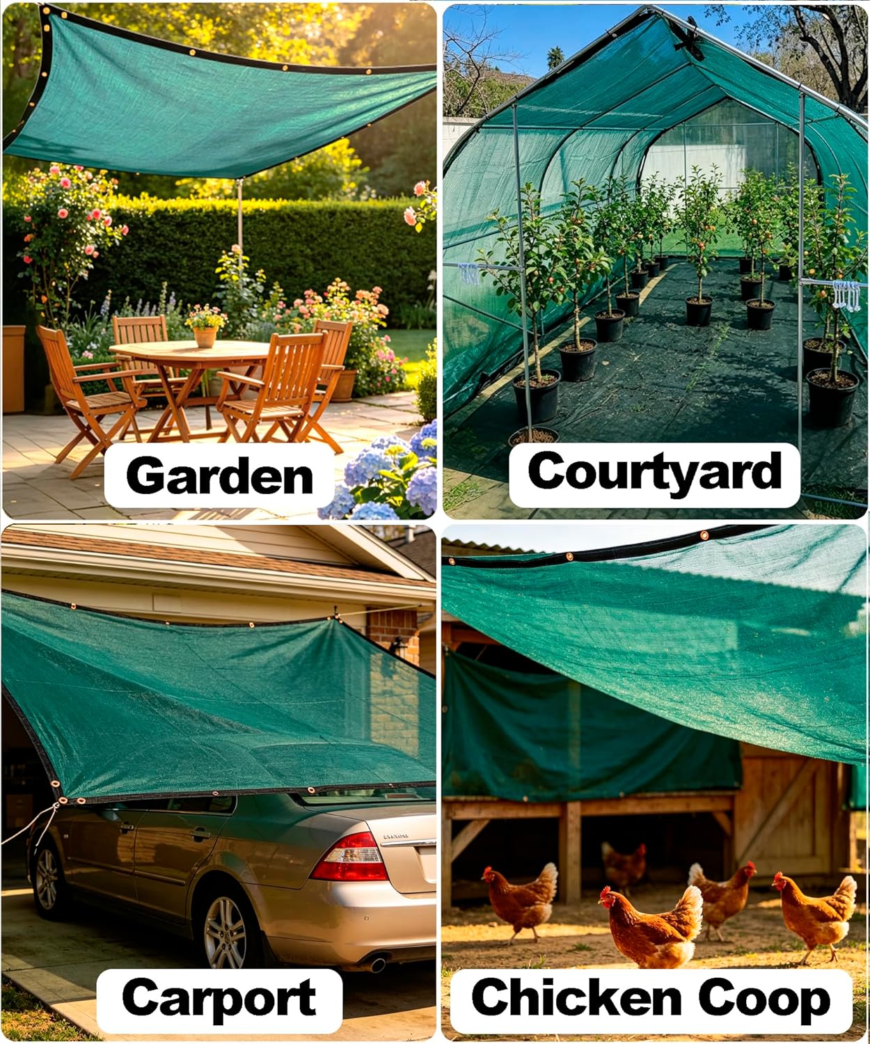 70% Green Shade Cloth 12ft x 10ft Sun Shade Netting with Grommets | Breathable UV Block Balanced Shade for Garden