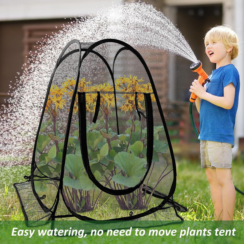 Pop Up Mesh Plant Protectors from Animals,Large Plant Netting Guard Cover with 8 Stake Crop Cage Fine Mesh Plant Tents