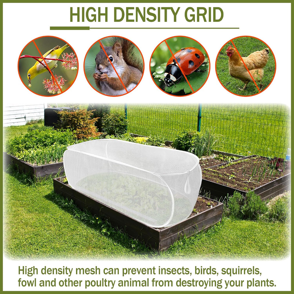 2PCS 47" x 21" x 17" Garden Netting for Raised Beds, Foldable Raised Garden Bed Cover with Ground Nail, Raised Bed