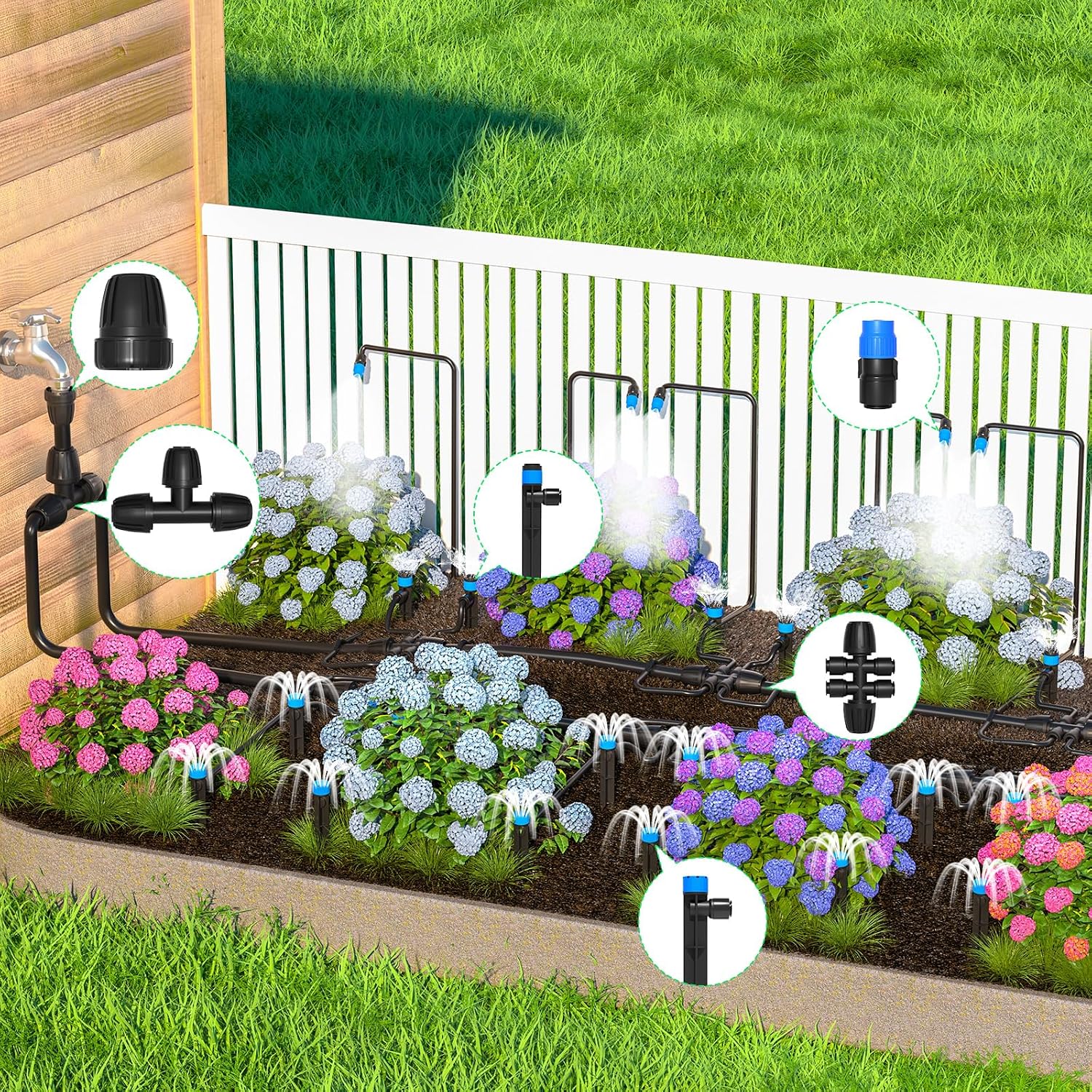 MIXC 230FT Quick-Connect Drip Irrigation System Kit, Automatic Garden Watering System with 1/4" & 1/2" Fast-Lock Tubing