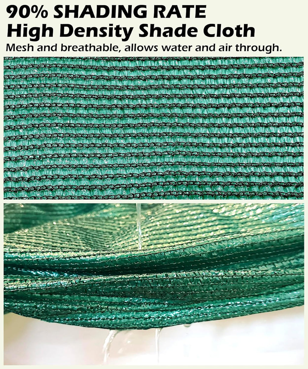 90% Green Shade Cloth 6ft x 8ft Heavy Duty Mesh Tarp with Grommets | Outdoor Sun Shade Canopy for Patio, Garden