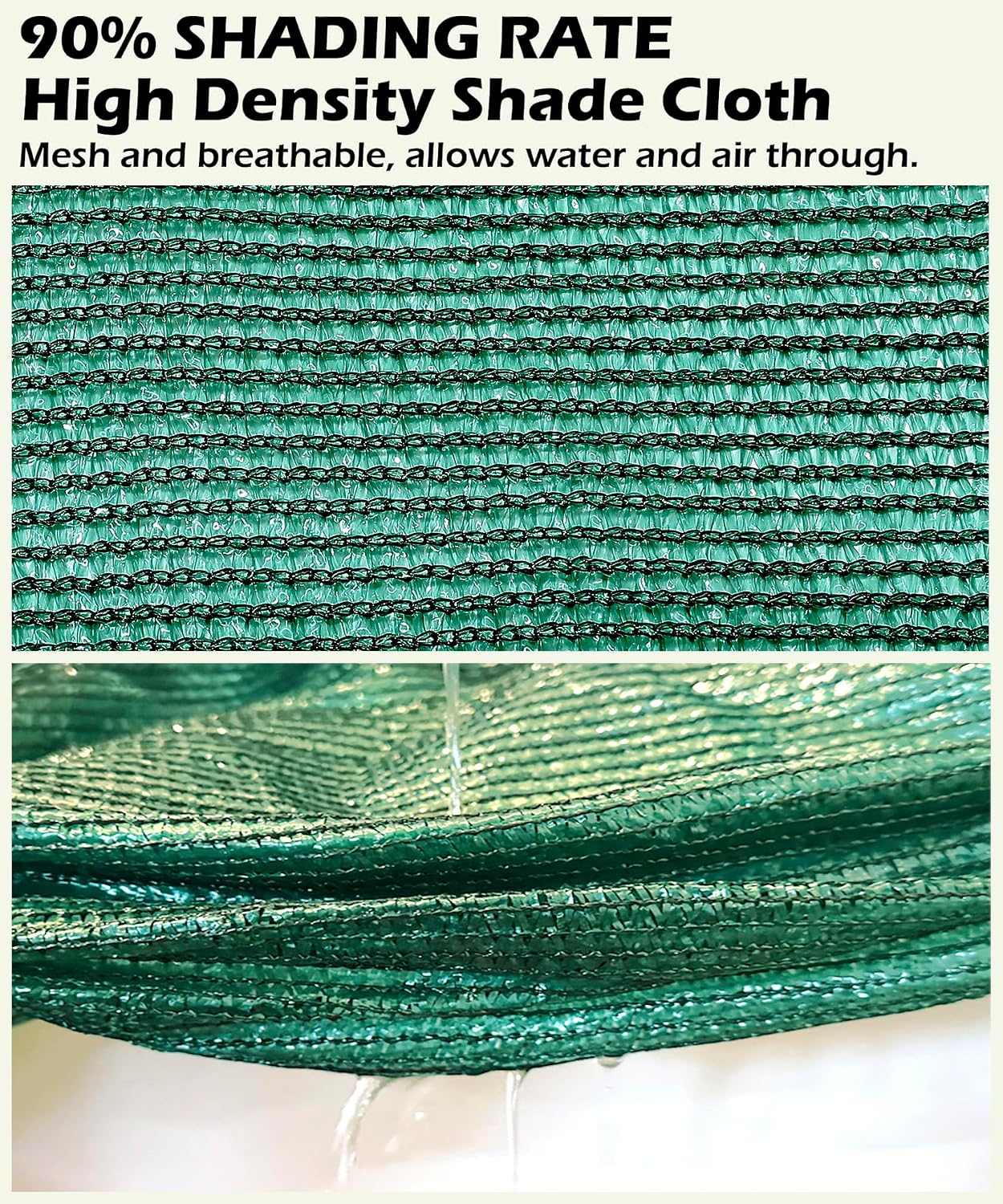 90% Green Shade Cloth 6ft x 8ft Heavy Duty Mesh Tarp with Grommets | Outdoor Sun Shade Canopy for Patio, Garden