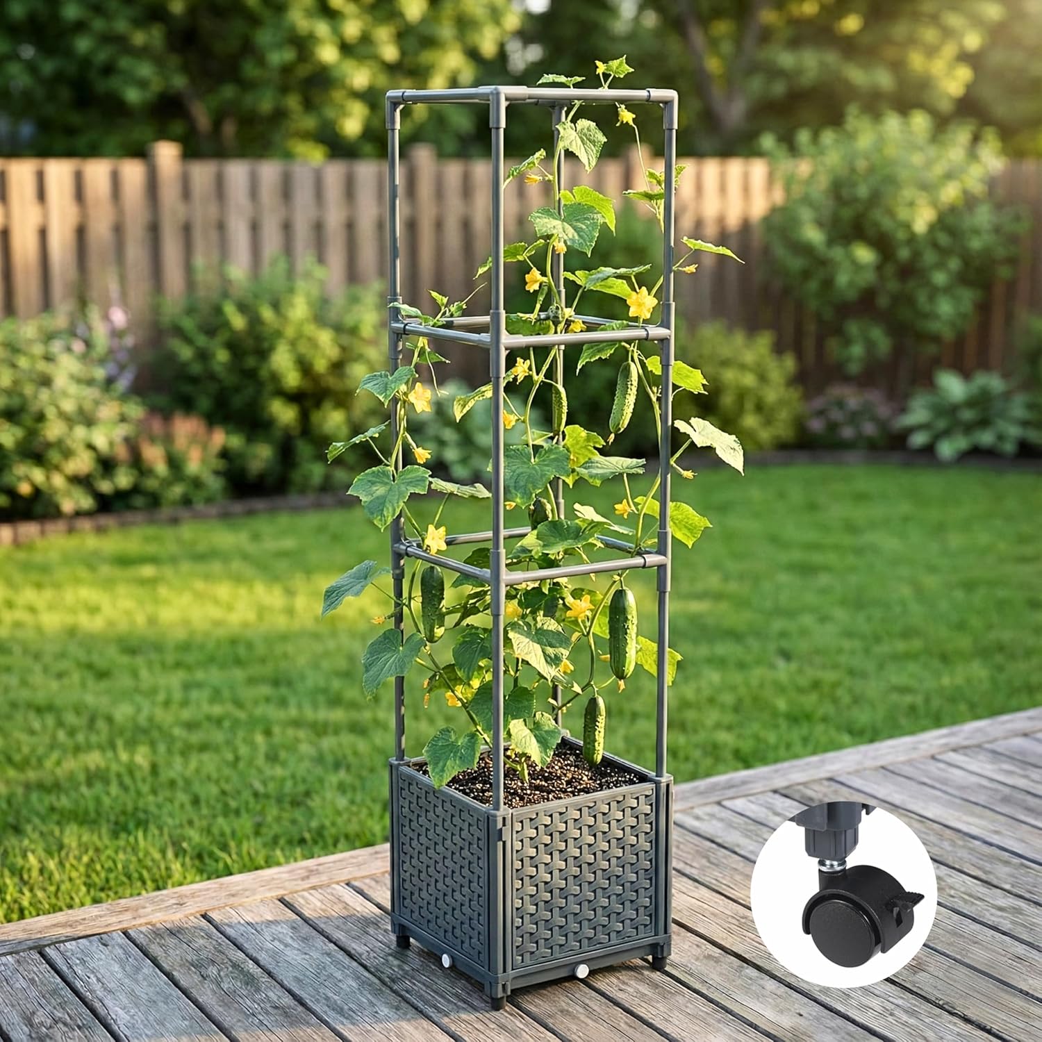 Tomato Planter Box with Trellis 41.3", Tomato Garden Bed with Planters Cage | Raised Garden Bed, Tomato Planter Box