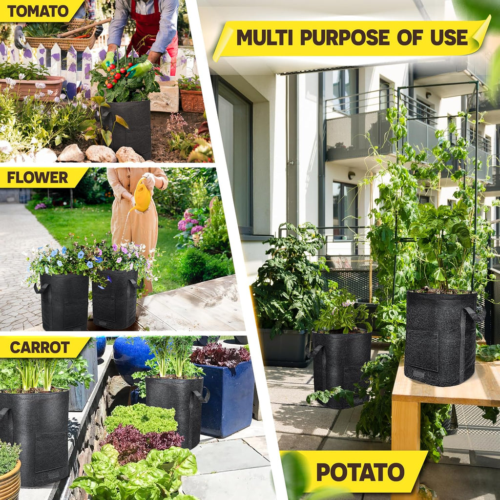 2PCS 20-Gallon Potato Grow Bag-Harvest & Visible Window Garden Planting Bag | Black Plant Grow Bag with Reinforced