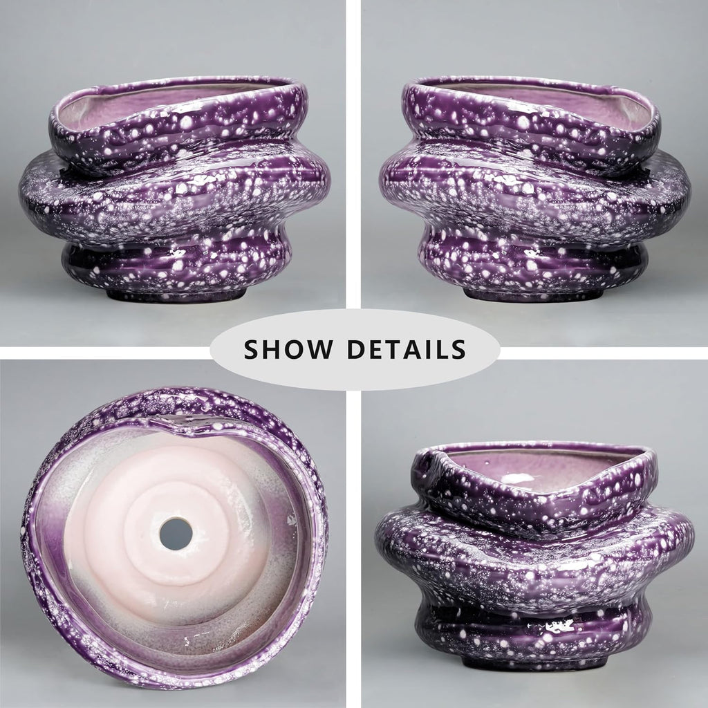 Ceramic Pots for Plants - 10.6 Inch Ceramic Plant Pots Indoor with Drainage Hole, Unique Planters for Indoor Outdoor
